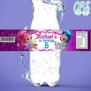 Shimmer and Shine Birthday Water Bottle Label Template to Print at Home Instant Download