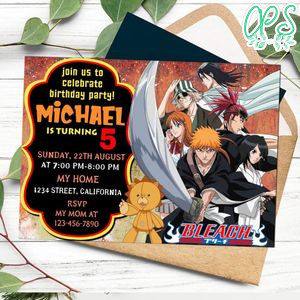 Bleach Birthday Flyer Customizable Template to Print at Home Instant Download