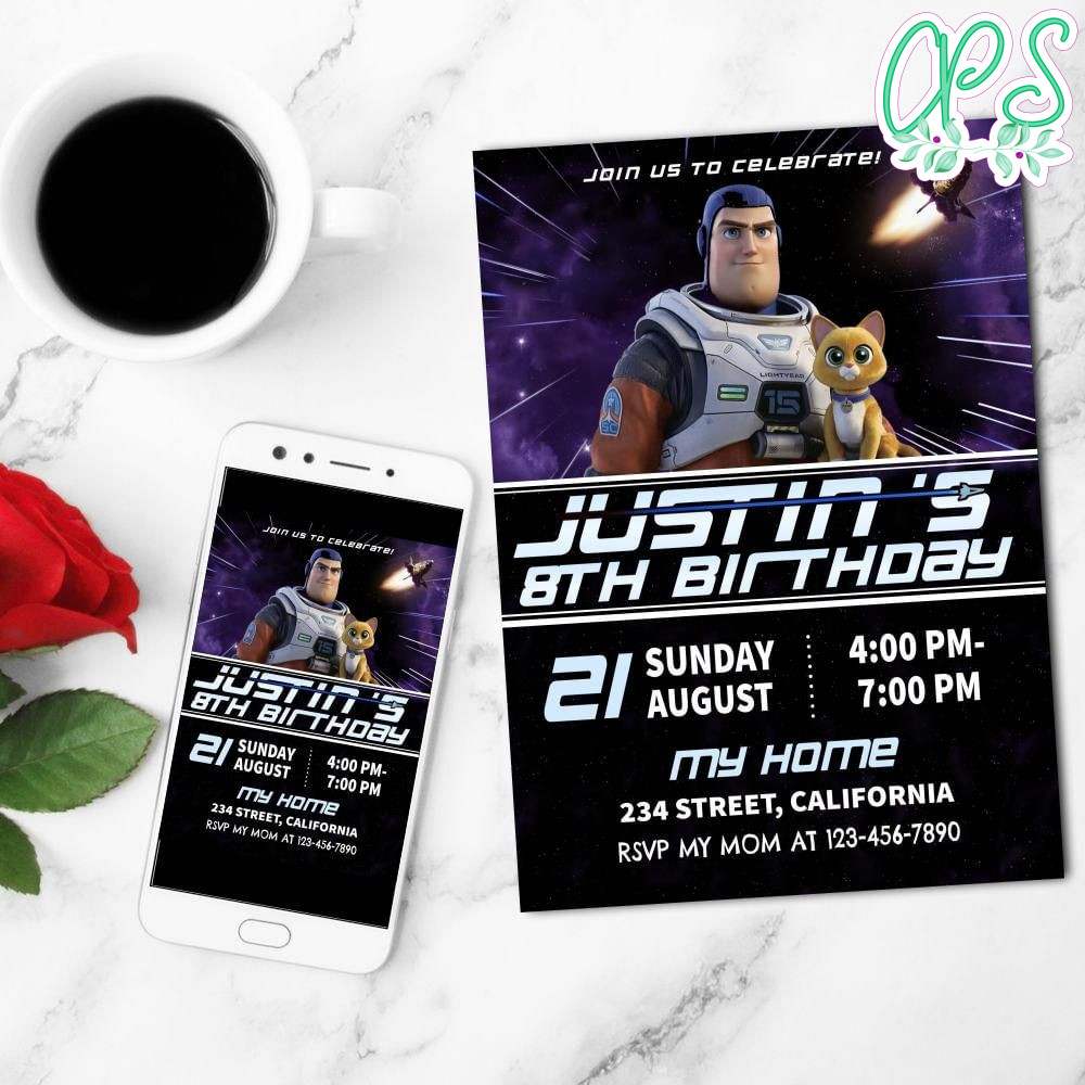 Buzz Lightyear Birthday Mobile Invite Customizable Template Instant Download