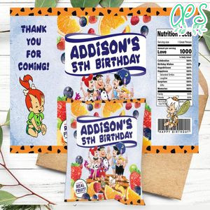 Flintstone Season 6 Birthday Party Fruit Snack Bag Digital File Printable Instant Download