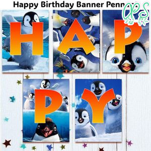 Happy Feet Banner Pennant Digital File Template Instant Download