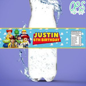 Lego Toy Story Birthday Water Bottle Label Template to Print at Home Instant Download