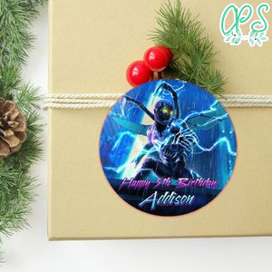 Blue beetle Circle Sticker Template Customizable to Print at Home Instant Download