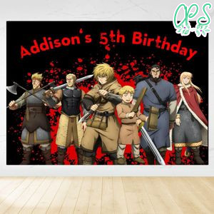 Vinland saga Birthday Backdrop Digital File Template Instant Download