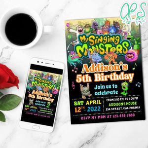 My Singing Monsters Mobile Invite Customizable Template Instant Download