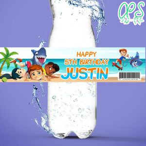 Sharkdog Birthday Water Bottle Label Template to Print at Home Instant Download