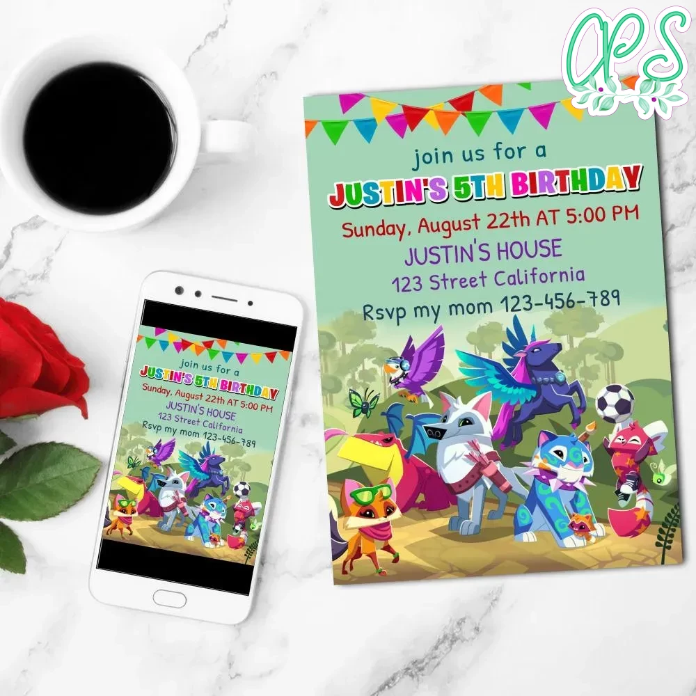 Animal jam Birthday Invitation Customizable Template DIY