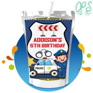 Police Capri Sun Birthday Labels Digital File Printable Instant Download