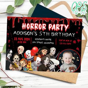 Friends horror movie Birthday Invitation with Photo Customizable Template to Print at Home Instant Download