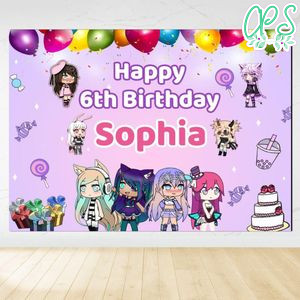 Gacha life Birthday Backdrop Digital File Template Instant Download