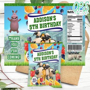 Shaun The Sheep Birthday Party Fruit Snack Bag Digital File Printable Instant Download