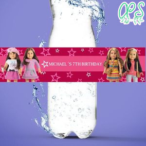 American Girl Birthday Water Bottle Label Template to Print at Home Instant Download