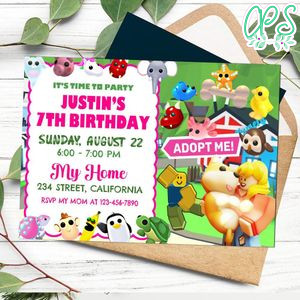Roblox Pet Adoption Invitation Customizable Template to Print at Home Instant Download