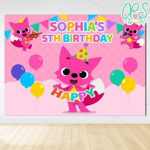 Pinkfong Birthday Backdrop Digital File Template Instant Download