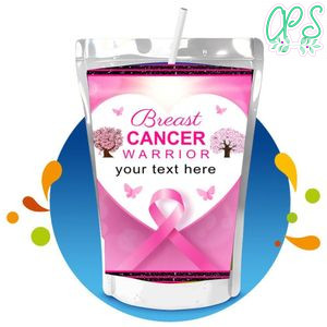 Pink Breast cancer Capri Sun Birthday Labels Digital File Printable Instant Download