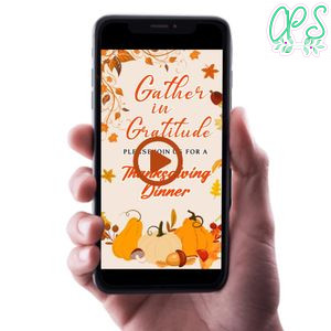 Thanksgiving Dinner Video Invitation Digital Template Customizable Instant Download