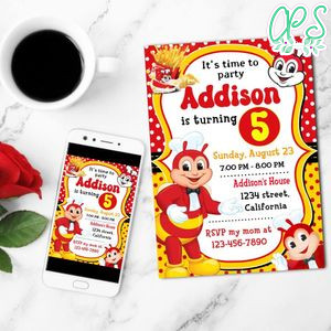 Jollibee Birthday Invitation Customizable Template to Print at Home Instant Download