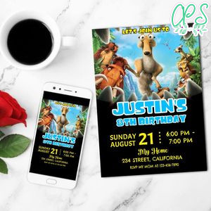Ice Age 3 Mobile Invite Customizable Template Instant Download