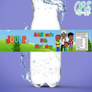 Jools tv Birthday Water Bottle Label Template to Print at Home Instant Download