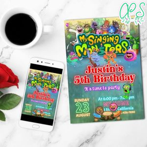 My singing monsters Invitation Customizable Template to Print at Home Instant Download