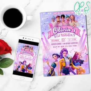 KPop Demon Hunter party invitation Customizable Template to Print at Home Instant Download