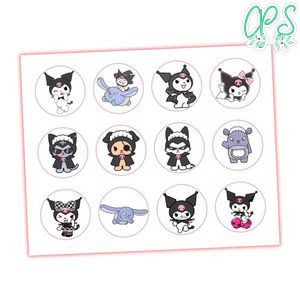 Kuromi Cupcake Toppers Template Printable Instant Download