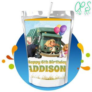 Trash Truck Capri Sun Birthday Labels Digital File Printable Instant Download