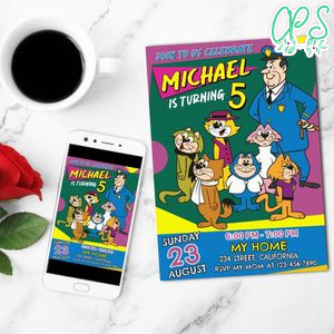Top Cat Cartoon Birthday Mobile Invite Customizable Template Instant Download