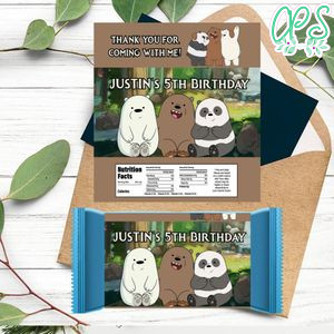 We Bare Bears Candy Bar Label Customizable Template Instant Download