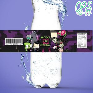 Invader Zim Birthday Water Bottle Label Template To Print At Home Instant Download