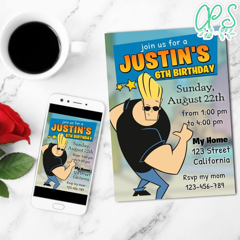 Johnny Bravo Mobile Invite Customizable Template Instant Download