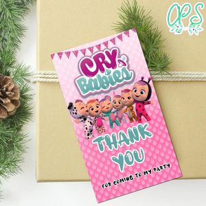 Cry Babies Thank you tag Customizable Template to Print at Home Instant Download