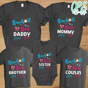 Baseball or Bow Gender Reveal Party T-Shirt