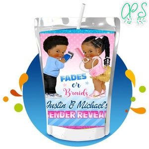 Fades or braids Gender Reveal Capri Sun Birthday Label Digital File Printable Instant Download