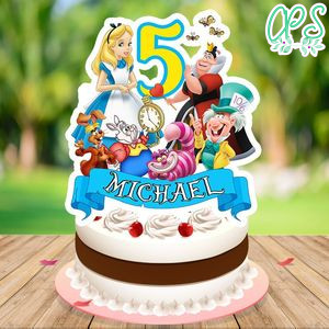 Alice in Wonderland Cake Topper Template Printable Instant Download