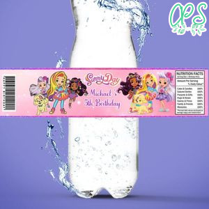 Sunny Day Birthday Water Bottle Label Template to Print at Home Instant Download