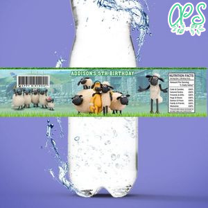 Shaun the Sheep Bottle Label Birthday Water Bottle Label Template to Print at Home Instant Download