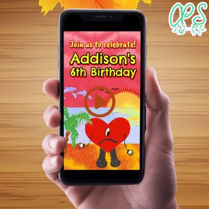 Bad Bunny Birthday Video Invitation Digital Template Customizable Instant Download