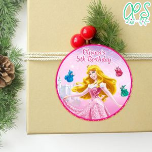 Princess Aurora Circle Sticker Template Customizable To Print At Home Instant Download