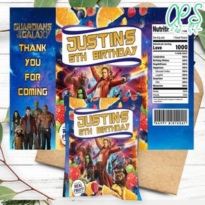 Guardians Of The Galaxy Birthday Party Fruit Snack Bag Digital File Printable Instant Download