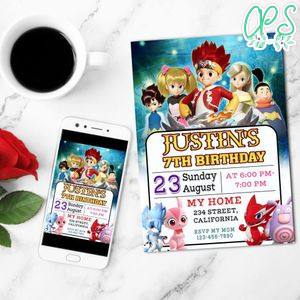 Monkart Birthday Mobile Invite Customizable Template Instant Download