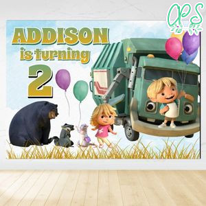 Trash Truck Birthday Backdrop Digital File Template Instant Download