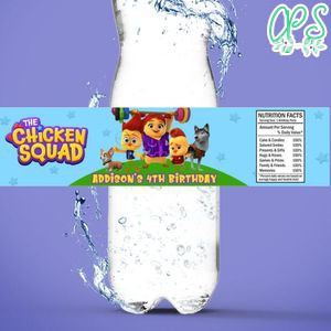 Chicken squad Birthday Water Bottle Label Template to Print at Home Instant Download