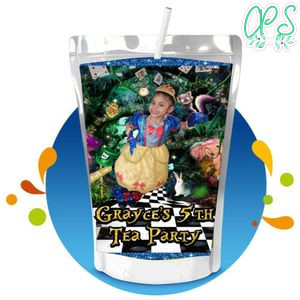 Alice in Wonderland custom photo Capri Sun Birthday Label Digital File Printable Instant Download