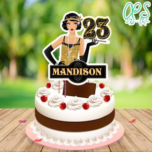 Flapper Cake Topper Template Printable Instant Download