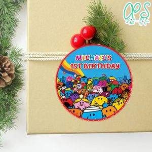 Little Miss Mr. Men Circle Sticker Template Customizable To Print At Home Instant Download