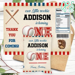 Little rookie Birthday Party Chip Bag Digital File Printable Instant Download