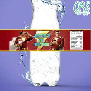 Shazam Birthday Water Bottle Label Template to Print at Home Instant Download