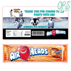 Happy Feet Airhead Candy Wrapper Template Printable Instant Download