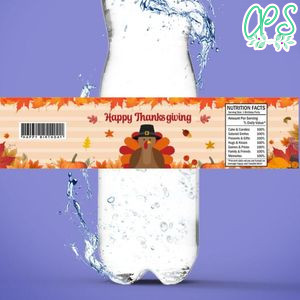Thanksgiving Dinner Bottle Label Birthday Water Bottle Label Template to Print at Home Instant Download